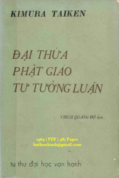Đại Thừa Phật Giáo Tư Tưởng Luận (NXB Vạn Hạnh 1969) - Kimura Taiken, 482 Trang
