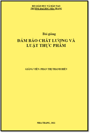 Đảm Bảo Chất Lượng Và Luật Thực Phẩm (NXB Nha Trang 2011) - Phan Thị Thanh Hiền, 85 Trang