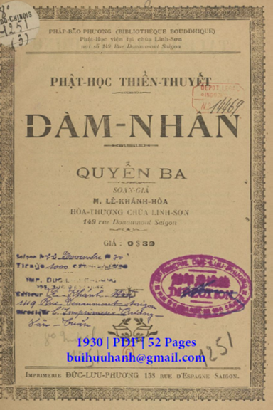 Đàm Nhân Quyển 3 (NXB Đức Lưu Phương 1930) - Lê Khánh Hòa, 52 Trang