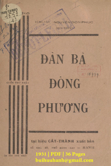 Đàn Bà Đông Phương Cuốn 1-5 (NXB Cát Thành 1931) - Nguyễn Đôn Phục, 188 Trang