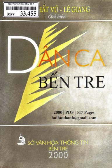 Dân Ca Bến Tre (NXB Bến Tre 2000) - Lư Nhất Vũ, 517 Trang