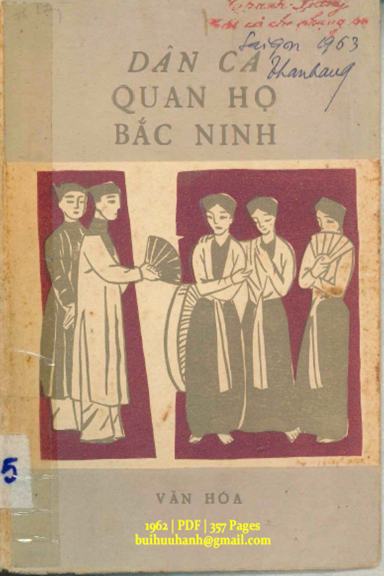 Dân Ca Quan Họ Bắc Ninh (NXB Văn Hóa 1962) - Nguyễn Văn Phú, 357 Trang
