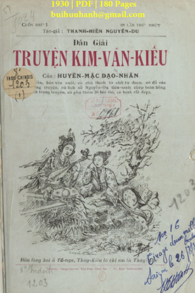 Dẫn Giải Truyện Kim Vân Kiều Cuốn 1 (NXB Tín Đức Thư Xã 1930) - Huyền Mặc, 180 Trang