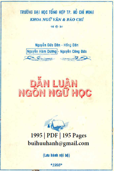 Dẫn Luận Ngôn Ngữ Học (NXB Đại Học Quốc Gia 1995) - Nguyễn Đức Dân, 159 Trang