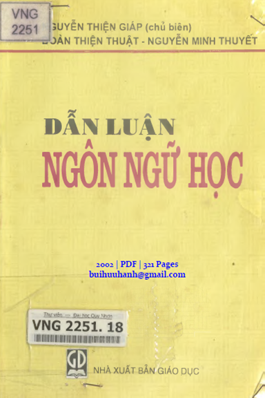 Dẫn Luận Ngôn Ngữ Học (NXB Giáo Dục 2002) - Nguyễn Thiện Giáp, 321 Trang