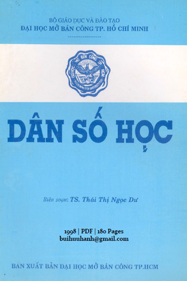 Dân Số Học (NXB Đại Học Mở 1998) - Thái Thị Ngọc Dư, 180 Trang