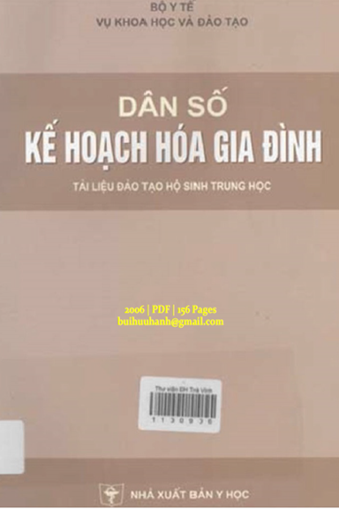 Dân Số Kế Hoạch Hóa Gia Đình (NXB Y Học 2006) - Vũ Đức Lưu, 156 Trang