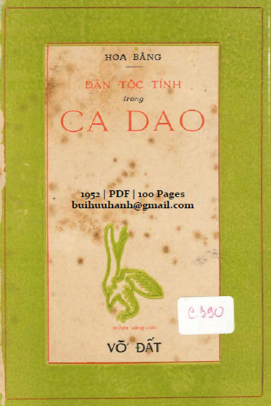 Dân Tộc Tính Trong Ca Dao (NXB Vỡ Đất 1952) - Hoa Bằng, 100 Trang