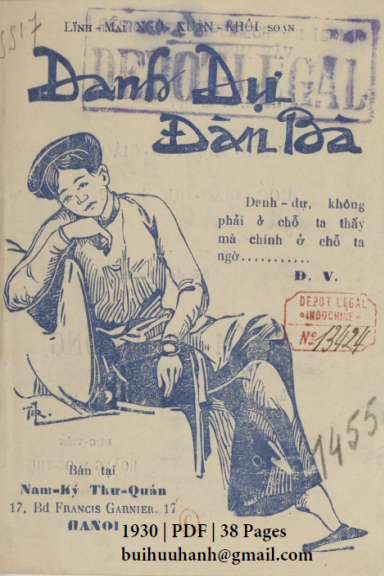 Danh Dự Đàn Bà (NXB Nam Ký 1930) - Ngô Xuân Khôi, 38 Trang