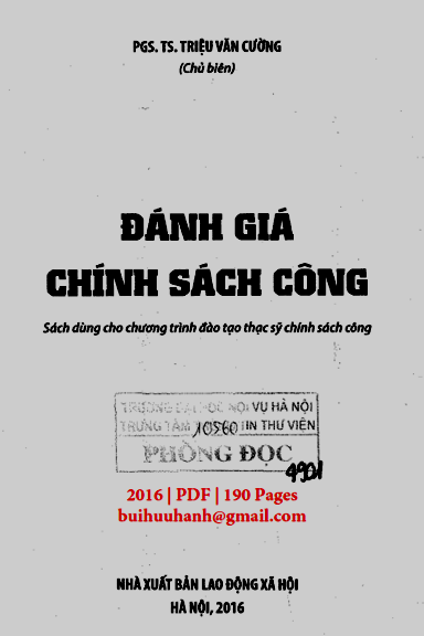 Đánh Giá Chính Sách Công (NXB Lao Động Xã Hội 2016) - Triệu Văn Cường, 190 Trang