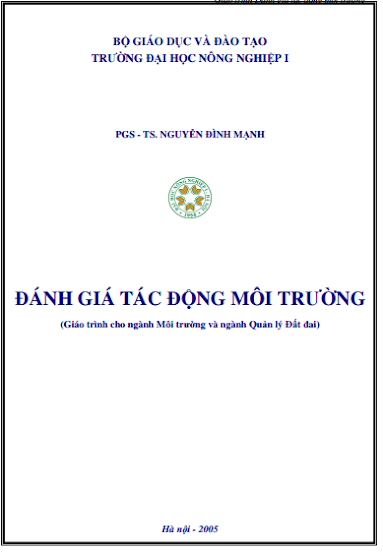 Đánh Giá Tác Động Môi Trường (NXB Hà Nội 2005) - Nguyễn Đình Mạnh, 165 Trang