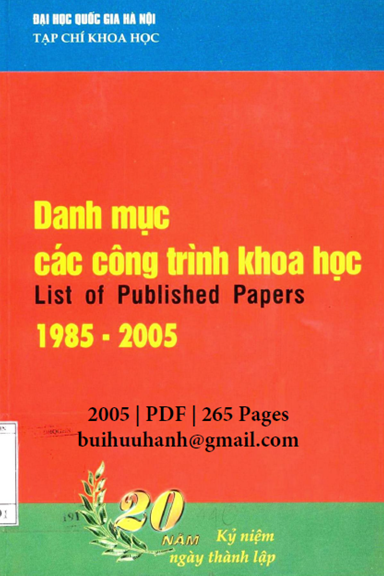 Danh Mục Các Công Trình Khoa Học 1985-2005 (NXB Đại Học Quốc Gia 2005) - Nhiều Tác Giả, 265 Trang