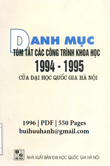 Danh Mục Tóm Tắt Các Công Trình Khoa Học 1994-1995 Của Đại Học Quốc Gia Hà Nội