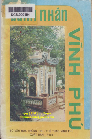 Danh Nhân Vĩnh Phú (NXB Vĩnh Phú 1994) - Quỳnh Cư, 231 Trang