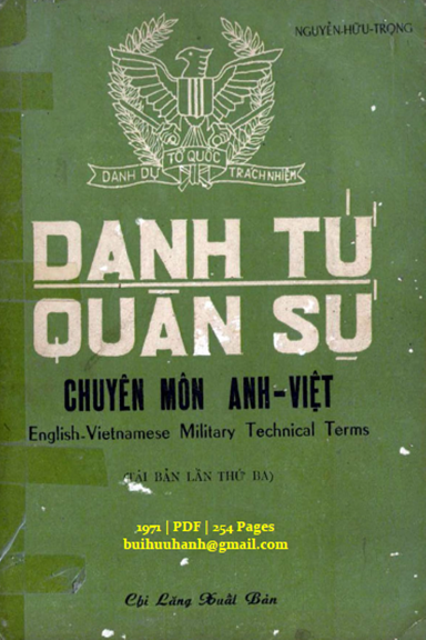 Danh Từ Quân Sự Chuyên Môn Anh-Việt (NXB Chi Lăng 1971) - Nguyễn Hữu Trọng, 308 Trang