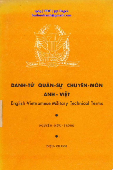 Danh Từ Quân Sự Chuyên Môn Anh-Việt (NXB Diệu Chánh 1969) - Nguyễn Hữu Trọng, 352 Trang