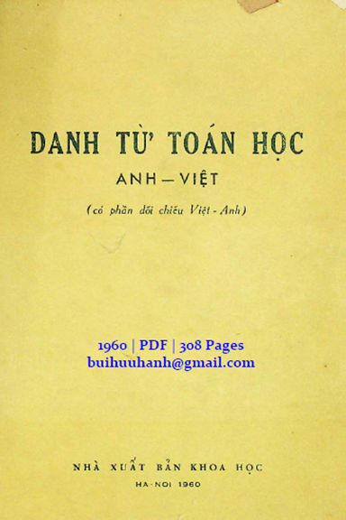 Danh Từ Toán Học Anh-Việt (NXB Khoa Học 1960) - Nhiều Tác Giả, 308 Trang