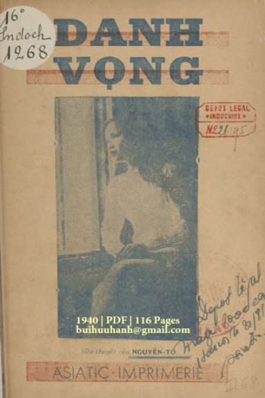 Danh Vọng (NXB Asiatic 1940) - Nguyễn Tố, 116 Trang
