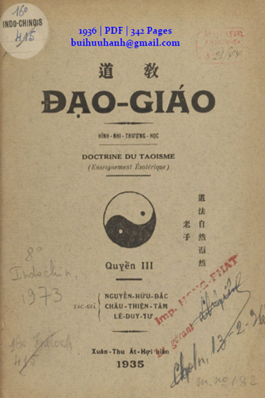 Đạo Giáo Quyển 3 (NXB Bảo An 1936) - Nguyễn Hữu Đắc, 342 Trang