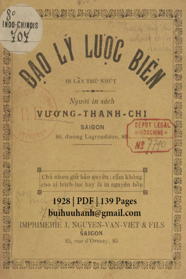 Đạo Lý Lược Biên (NXB Nguyễn Văn Viết 1928) - Vương Thanh Chi, 139 Trang