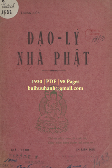 Đạo Lý Nhà Phật (NXB Sài Gòn 1930) - Đoàn Trung Còn, 98 Trang