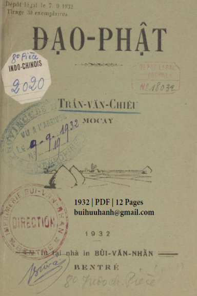 Đạo Phật (NXB Bùi Văn Nhẩn 1932) - Trần Văn Chiêu, 12 Trang