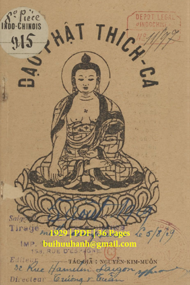Đạo Phật Thích Ca (NXB Đức Lưu Phương 1929) - Nguyễn Kim Muôn, 36 Trang