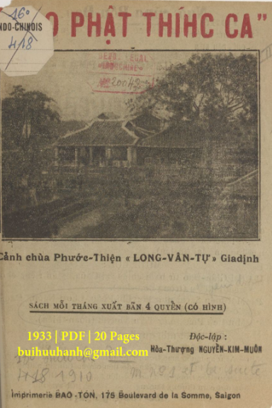 Đạo Phật Thích Ca Quyển 2 (NXB Bảo Tồn 1933) - Nguyễn Kim Muôn, 20 Trang