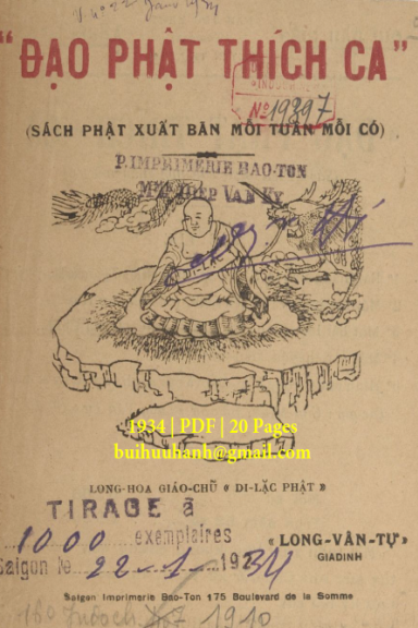 Đạo Phật Thích Ca Quyển 5 (NXB Bảo Tồn 1934) - Nguyễn Kim Muôn, 20 Trang