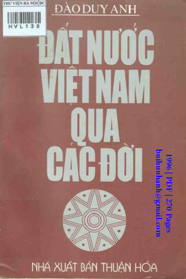 Đất Nước Việt Nam Qua Các Đời (NXB Thuận Hóa 1996) - Đào Duy Anh, 270 Trang