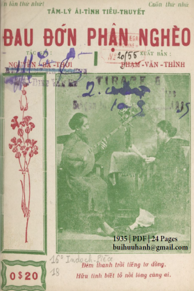 Đau Đớn Phận Nghèo Cuốn 1 (NXB Bảo Tồn 1935) - Nguyễn Bá Thời, 24 Trang