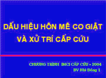 Dấu Hiệu Hôn Mê Co Giật Và Xử Lí Cấp Cứu - Bv Nhi Đồng, 27 Trang