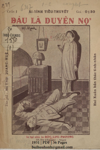 Đâu Là Duyên Nợ Cuốn 1 (NXB Đức Lưu Phương 1931) - Huỳnh Quang Huê, 36 Trang