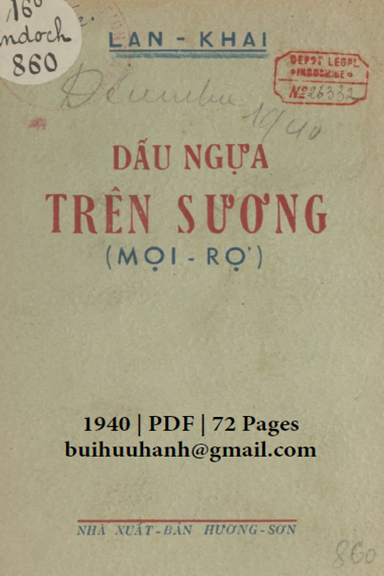 Dấu Ngựa Trên Sương (NXB Hương Sơn 1940) - Lan Khai, 72 Trang