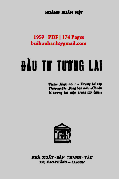 Đầu Tư Tương Lai (NXB Thanh Tân 1959) - Hoàng Xuân Việt, 174 Trang