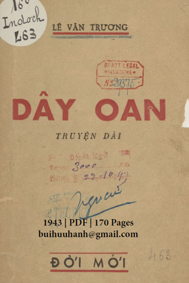 Dây Oan (NXB Đời Mới 1943) - Lê Văn Trương, 170 Trang