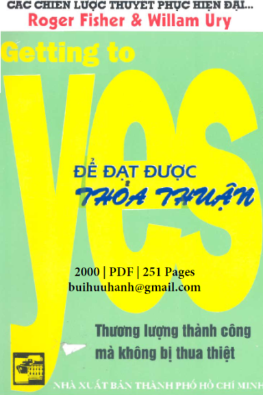 Để Đạt Được Thỏa Thuận (NXB Tổng Hợp 2000) - Roger Fisher, 251 Trang