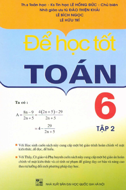 Để Học Tốt Toán 6 Tập 2 (NXB Đại Học Quốc Gia 2008) - Lê Hồng Đức, 177 Trang