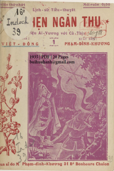 Để Thẹn Ngàn Thu Cuốn 1-3 (NXB Bảo Tồn 1935) - Việt Đông, 60 Trang