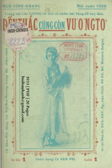 Đến Thác Cũng Còn Vương Tơ Cuốn 1 (NXB Xưa Nay 1933) - Ngô Vĩnh Khang, 20 Trang