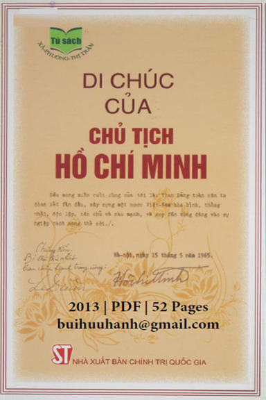 Di Chúc Của Chủ Tịch Hồ Chí Minh (NXB Chính Trị 2013) - Hồ Chí Minh, 52 Trang