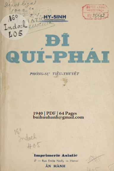 Đĩ Quí Phái (NXB Asiatic 1940) - Hy Sinh, 64 Trang