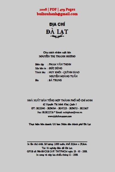 Địa Chí Đà Lạt (NXB Tổng Hợp 2008) - Đoàn Văn Việt, 479 Trang