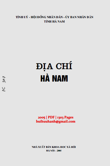 Địa Chí Hà Nam (NXB Khoa Học Xã Hội 2005) - Nguyễn Ngọc Tuấn, 1303 Trang