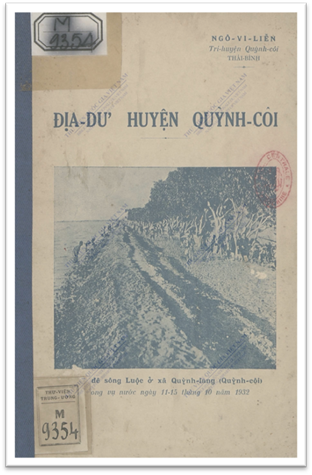 Địa Dư Huyện Quỳnh Côi (NXB Lê Văn Tân 1933) - Ngô Vi Liễn, 150 Trang