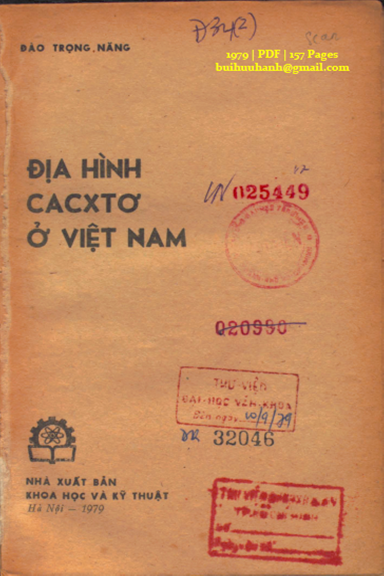 Địa Hình Cacxtơ Ở Việt Nam (NXB Khoa Học Kỹ Thuật 1979) - Đào Trọng Năng, 157 Trang