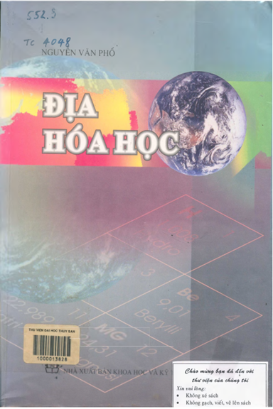 Địa Hóa Học (NXB Khoa Học Kỹ Thuật 2002) - Nguyễn Văn Phổ, 656 Trang