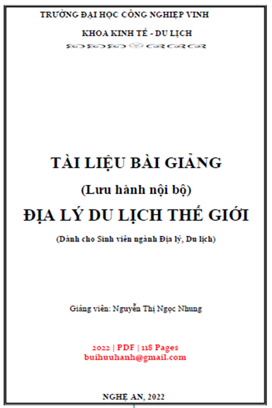 Địa Lý Du Lịch Thế Giới (NXB Nghệ An 2022) - Nguyễn Thị Ngọc Nhung, 118 Trang