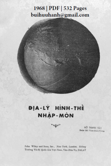 Địa Lý Hình Thể Nhập Môn (NXB Đà Lạt 1968) - Arthur N. Strahler, 532 Trang