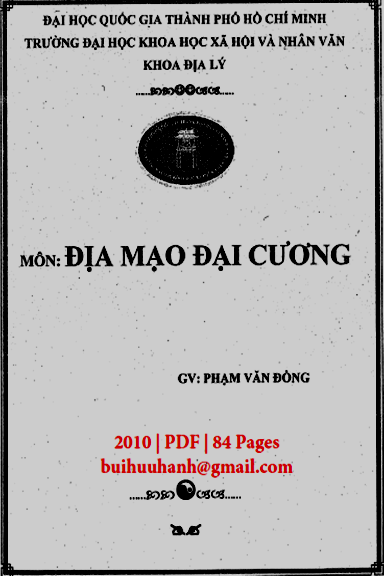 Địa Mạo Đại Cương (NXB Đại Học Quốc Gia 2010) - Phạm Văn Đồng, 84 Trang